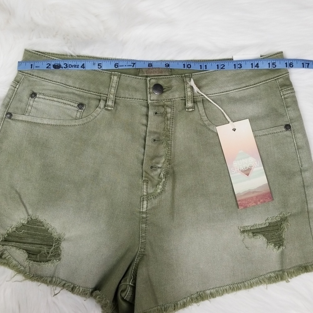 Sun & Shadow High Rise Button Fly Denim Shorts - Picture 3 of 5